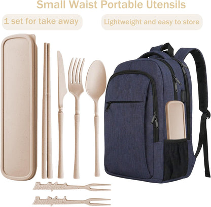1 Set Large Reusable Travel Utensils Set with Case, Camping Cutlery for Office, Lunch, Dorm & Daily Work Use, Includes Spoon, Knife & Fork((Pink)