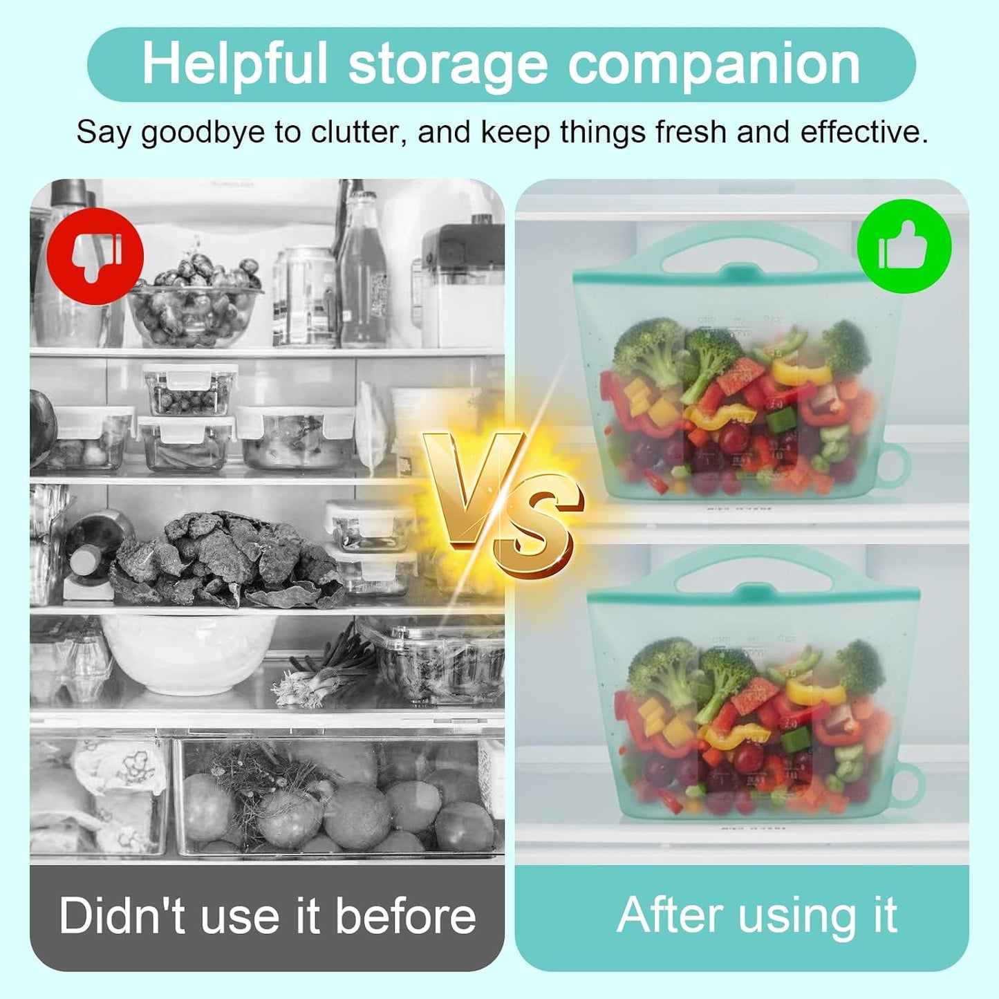 3-Piece Silicone Food Storage Containers Set Leakproof Reusable Kitchen Pantry Freezer Organization Stackable(Transparent)