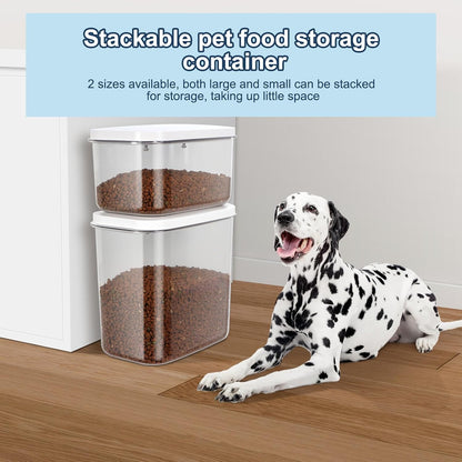 LEAWALK 10Lbs/10.57Qt Airtight Dog Cat Food Storage Container and Dog Treat Containers BPA-Free, PET Clear Stackable Pet Storage Bin, Pop Top, 1-Cup Scoop for Pet Food/Rice/Flour/Bread/Grains