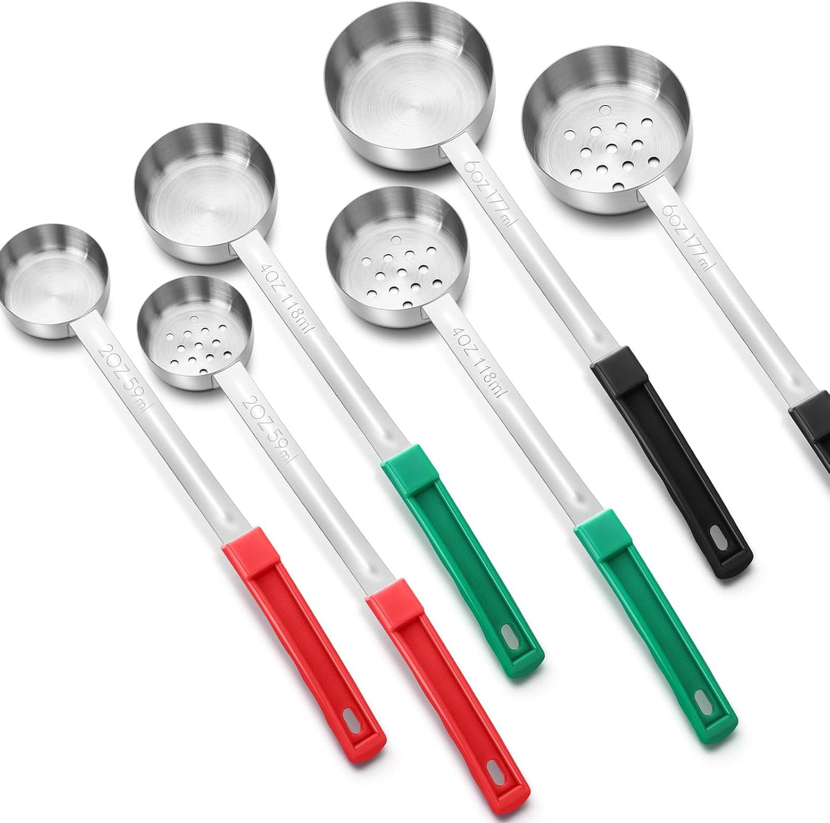 Reallnaive 6 Pcs Portion Control Serving Spoons, 3 Size