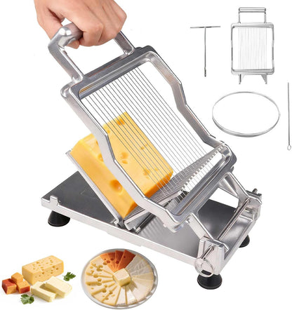 Commercial Cheese Slicer With Wire1 cm & 2 cm Cheese Cutter Butter Cutting Board Machine Aluminum Alloy Commercial Cheese Slicer with 316 Stainless Steel Wire Kitchen Cooking Baking Tool