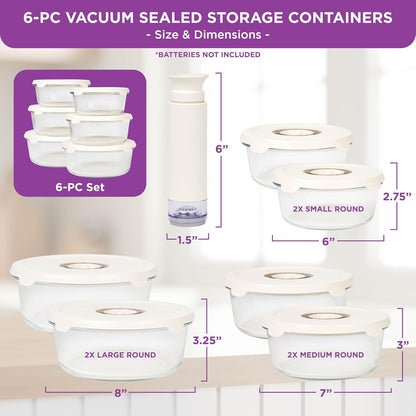 HOLDN’ STORAGE Vacuum Food Storage Containers, Set of 8 Glass Containers & Electronic Pump - Keep Food Fresh Longer, BPA-Free Glass, Leak-Proof, Ideal for Meal Prep, Marinating