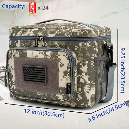 FlowFly Lunch Bag, Insulated Cooler, Thermal Lunch Box Tote with MOLLE/PALS Webbing, Adjustable Padded Shoulder Strap, for Tactical Men Women Adults and Boys Girls Kids (Cyan, Medium)