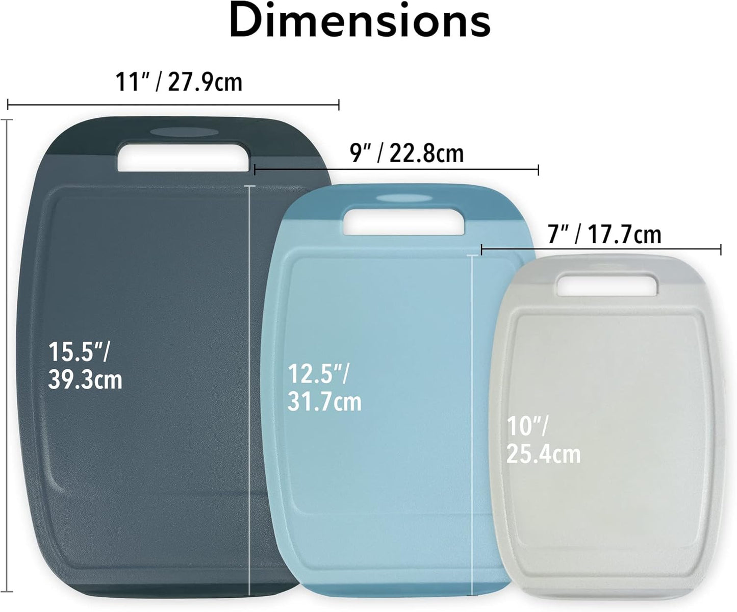 Neoflam Microban Protection Cutting Board 3 Piece Set, Stain & Odor/BPA Free, Reversable Board, Upgraded Larger Juice Groove, Non-Slip EZ Grip Handle, Dishwasher Safe, Pastel