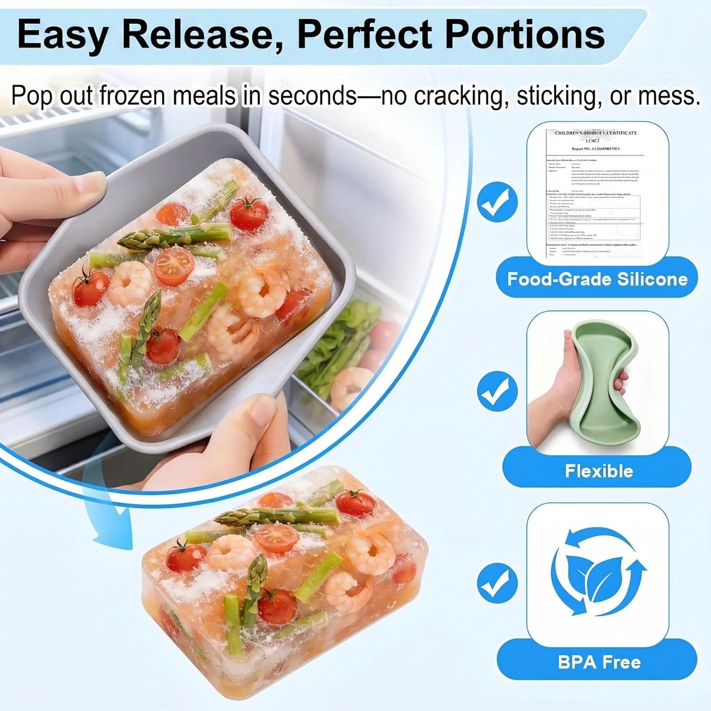 Silicone Freezer Trays with Lid, 1 & 2 Cup Meal Prep Molds 4 Pack | Portion Control Soup Containers | Airtight Stackable Freezer Cubes | BPA-Free Dishwasher Oven Safe, with Freezer Bags& Labels