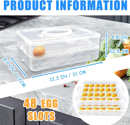 3 Layer Deviled Egg Containers with Lid,Portable Deviled Egg with Handle,Egg Carrier Holder Tray with 72 Holes for Thanksgiving Day,Party Favor Home Kitchen Refrigerator Supplies
