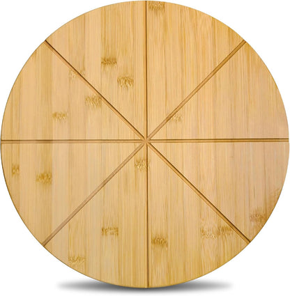 16inch Pizza Cutting Board Round Large Bamboo Wooden Prep Platter Tray