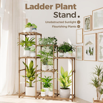Bamworld Plant Stand Indoor Plant Shelf Outdoor Wood Plant Rack