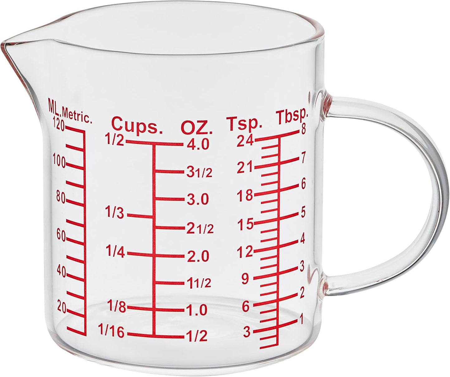 Ackers BORO3.3 Measure Glass -[Insulated handle | V-Shaped Spout]-Made of High Borosilicate Glass Measuring for Kitchen or Restaurant, Easy to Read, 60 ML (2 Oz) 丨(2 Pack)