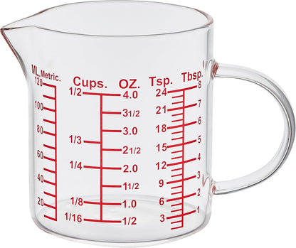Ackers BORO3.3 Measure Glass -[Insulated handle | V-Shaped Spout]-Made of High Borosilicate Glass Measuring for Kitchen or Restaurant, Easy to Read, 60 ML (2 Oz) 丨(2 Pack)