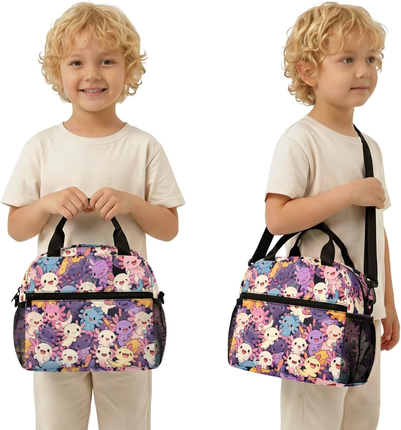 Cute Capybara Pizza Backpack for Girls, 5 Pcs Boys School Bag Set for Kids, 17 Inch Backpacks Lunch Pencil Box Reusable Utensils Case Set for Middle Elementary School, 3rd Grade Backpack