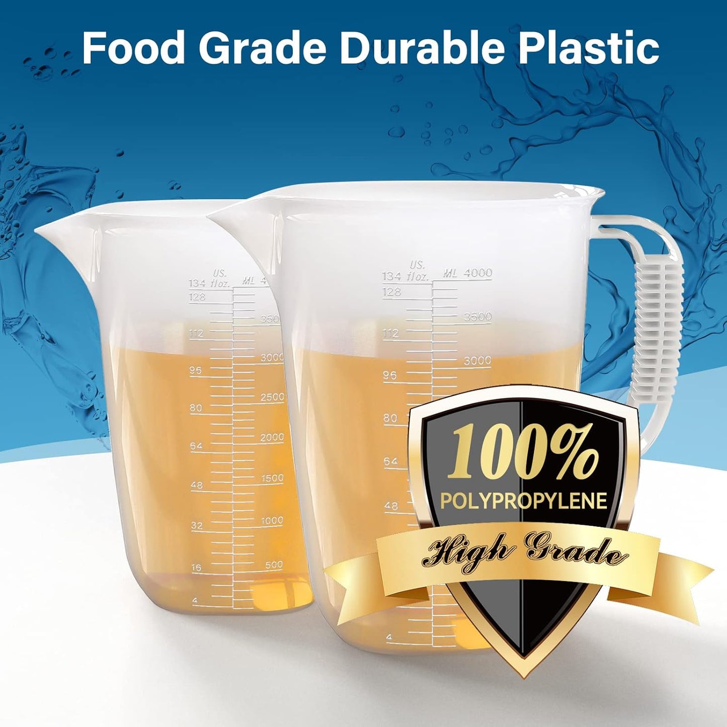 Luvan 34OZ/1000ML Glass Measuring Cup, 4 Cup Glass Measuring Cups With 3 Scales (Ml/Oz/Cup), High Borosilicate Measuring Cup With Handle and V-Shaped Spout, Dishwasher/Freezer/Microwave Safe