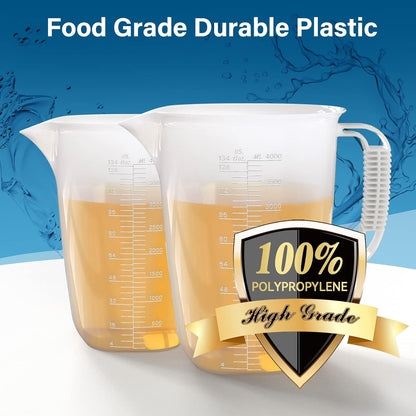 Luvan 34OZ/1000ML Glass Measuring Cup, 4 Cup Glass Measuring Cups With 3 Scales (Ml/Oz/Cup), High Borosilicate Measuring Cup With Handle and V-Shaped Spout, Dishwasher/Freezer/Microwave Safe