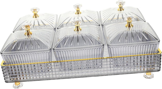 Didiseaon Compartment Snack Platter Lids Relish Serving Tray Fruit Nut Tray Decorative Serving Dish Party Accessory
