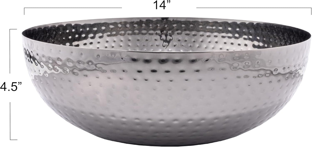 Creative Co-Op Round Hammered Metal Serving and Mixing Bowl, Gold Finish