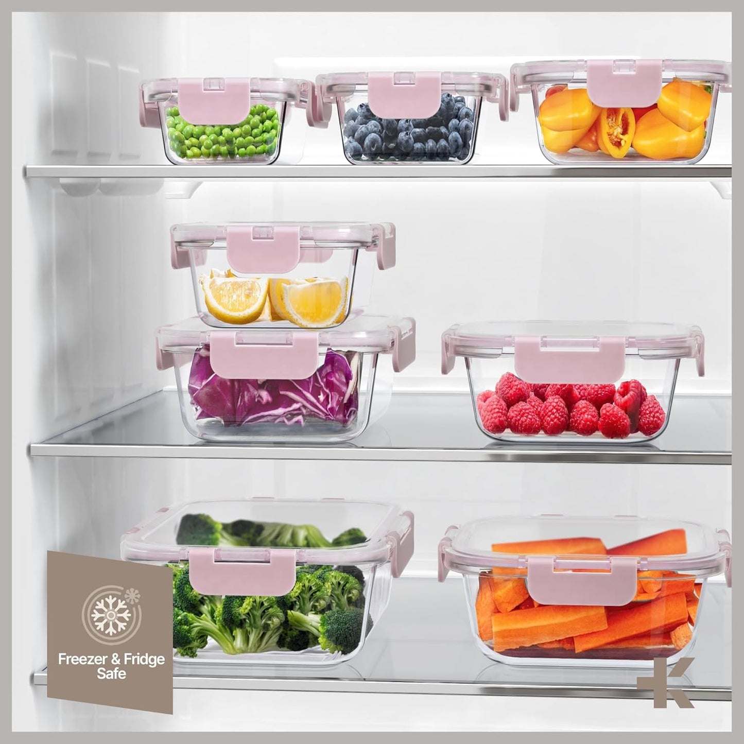 Bakken Borosilicate Glass Food Storage Containers with Lids 16 Pieces, BPA-Free Stackable Lunch & Leftover Containers, Microwave, Freezer & Dishwasher Safe, 100% Airtight Leak-Proof, Gray