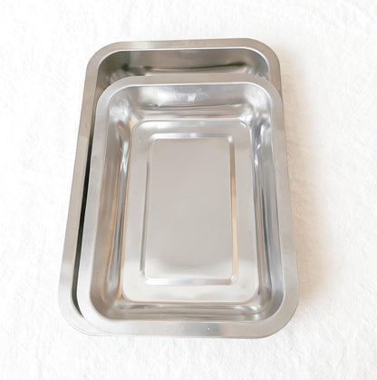 3 Pack Stainless Steel Breading Trays Set,Breading Pans for Marinating, and Prepping Meat Chicken and Fish 10.4" x 7.7" x 1.9"