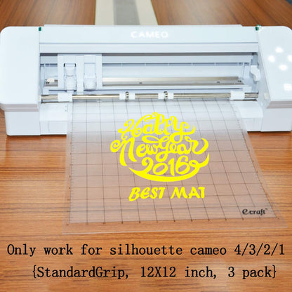Ecraft 12x12 Cutting Mat for Silhouette Cameo 5/4/3/2/1, Variety Grip (StrongGrip, StandardGrip, LightGrip), Gridded Non-Slip Replacement Mats for Crafts, Quilting & Sewing