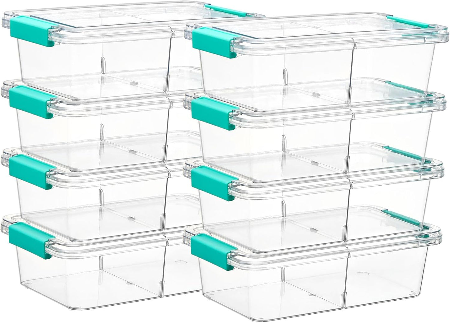 Vtopmart 8 Pack Clear Pencil Box with Removable Divider, BPA-Free Plastic Storage Containers for Pens, Pencils, Crayons, Markers, Craft Supplies and Small Items