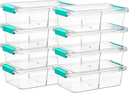 Vtopmart 8 Pack Clear Pencil Box with Removable Divider, BPA-Free Plastic Storage Containers for Pens, Pencils, Crayons, Markers, Craft Supplies and Small Items