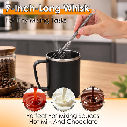 HOTEC Stainless Steel Whisk Set of 4, Food Grade Balloon Whisk Egg Beater, Thicken Wire Mixing Whisk for Baking, Cooking, Whisking Cream, Sauce, Pancake Batter