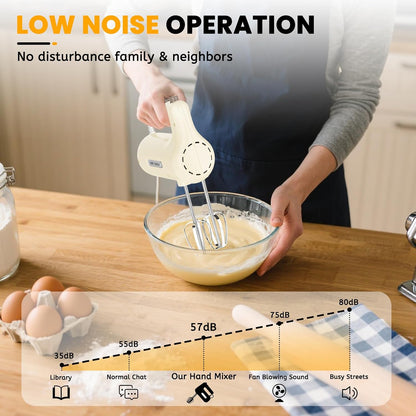 5-Speed Small Hand Mixer Electric, 300W Compact Portable, Black