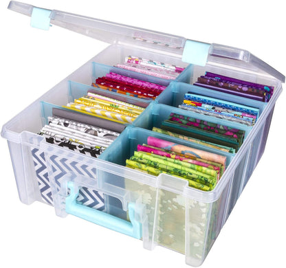 ArtBin 6990SO Super Satchel Double Deep Compartment Box - Art Storage with 8 Removable Compartments, Smart Closure for Craft Supplies (Gold - Pack of 1)