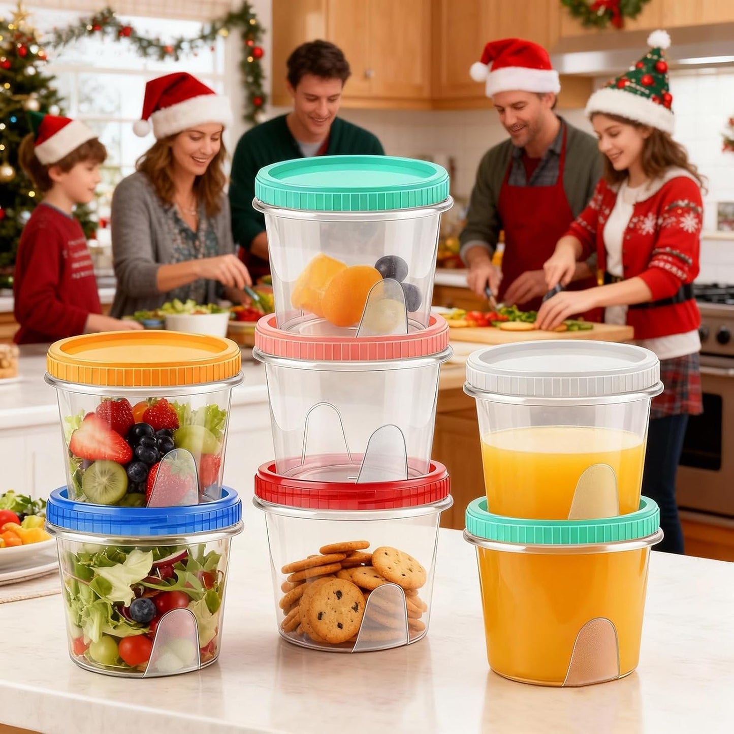 12 Pack Freezer Containers with Screw On Lids, 10oz Stackable Reusable Food Storage Container, Airtight Plastic Storage Containers with Twist Top Lids for Food Sauce Jello Soup