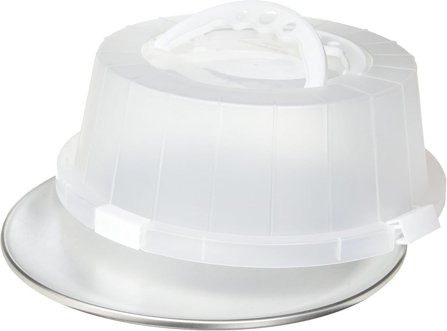 G&S Metal Products EZ Baker Uncoated Steel Cake and Pastry Bakeware Carrier with Locking Cover, 12'', White