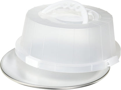 G&S Metal Products EZ Baker Uncoated Steel Cake and Pastry Bakeware Carrier with Locking Cover, 12'', White