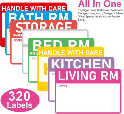 Removable Label Stickers for Organizing -320PCS 3 x 2 inch Waterproof Handwrite Blank Labels, School, Home, Business for Plastic Bins, Folders, Freeze Food (White)
