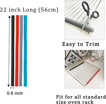 22 Inch Extra Long Oven Guards for Racks, Silicone Oven Rack Edge Protector, Oven Rack Shields, Fit on Standard-Sized Ovens,Heat Resistance, Protect Against Burns&Scars (Gray)