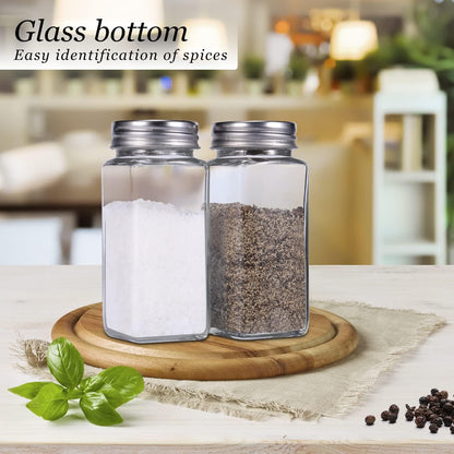 Salt and Pepper Shakers Set,Farmhouse Glass Spice Jars Kitchen Gadgets
