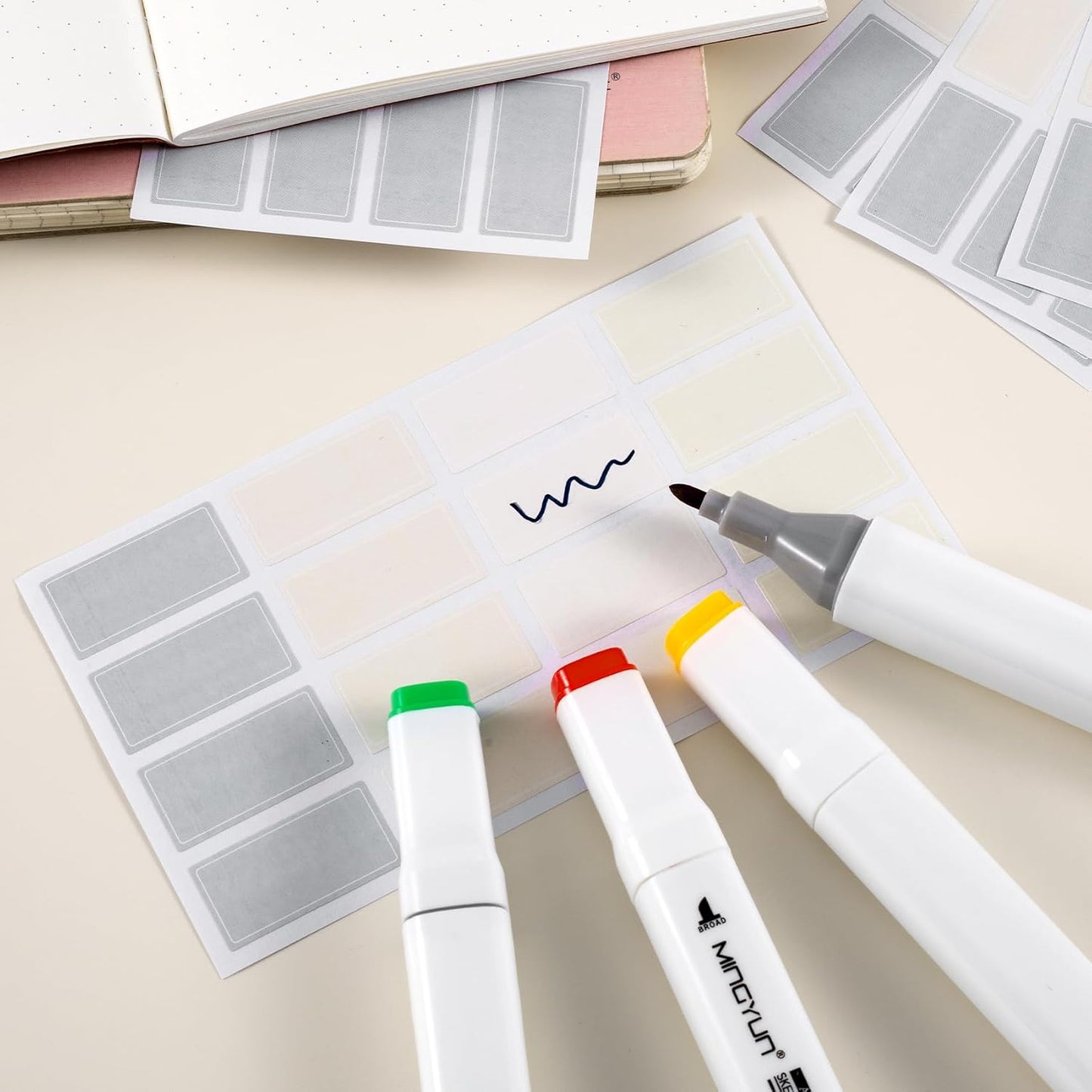 480 Pcs Dry Erase Labels, Dry Erase Stickers, Waterproof Sticker Labels, Removable Labels Easy Peel Off, Reusable Sticky Notes for Food Containers, Office (Retro, Small)