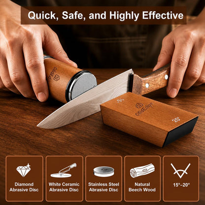 Rolling Knife Sharpener with Diamond, Ceramic & Stainless Steel Discs