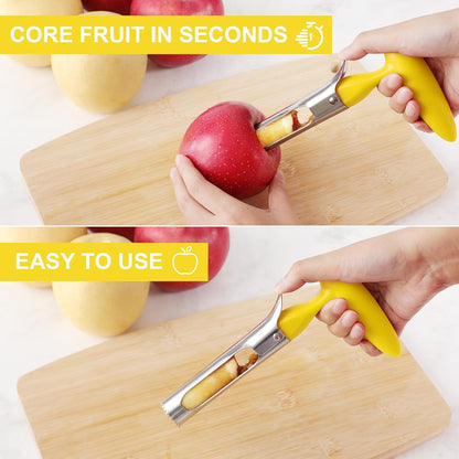 SCHVUBENR Premium Apple Corer Tool - Easy to Use and Clean - Sturdy Apple Core Remover with Sharp Serrature - Stainless Steel Corers for Apple and Pear - Core Fruits with Ease(Black)