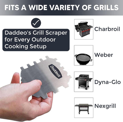 Daddeo's Stainless Steel Barbecue Grill Scraper | Bristle Free | Safe for Gas, Charcoal, Pellet, Wood Burning Grills and Smoker | Gadgets for Men