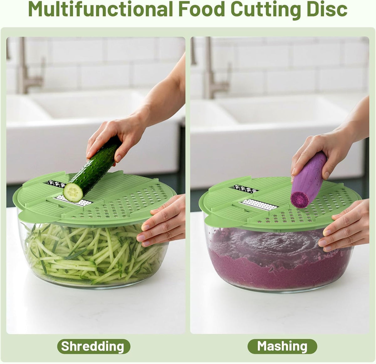 Salad Spinner, 5.3 QT Lettuce Spinner with Strainer & 4 Blades, Green