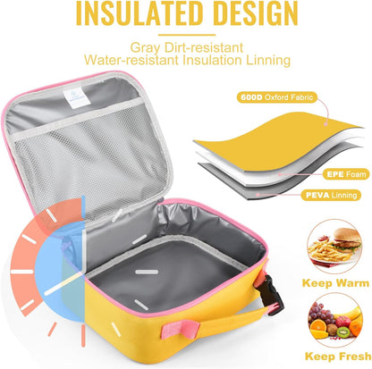 Genteen Lunch Box Kids, Insulated Lunch Bag Kids Boys Girls Back to School, Soft Lunch Box for Men Reusable Lunchbox for Office,Outdoor,School (Black)