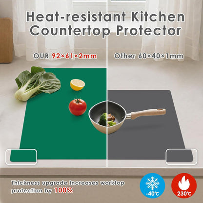 49.2" x 15.7" Large Silicone Mat for Kitchen Counter Protector, Cuttable Silicon Countertop Protector Mat Heat Resistant Mats for Countertop, Cut to Fit Placemat Ship Roll by Foepoge, Black
