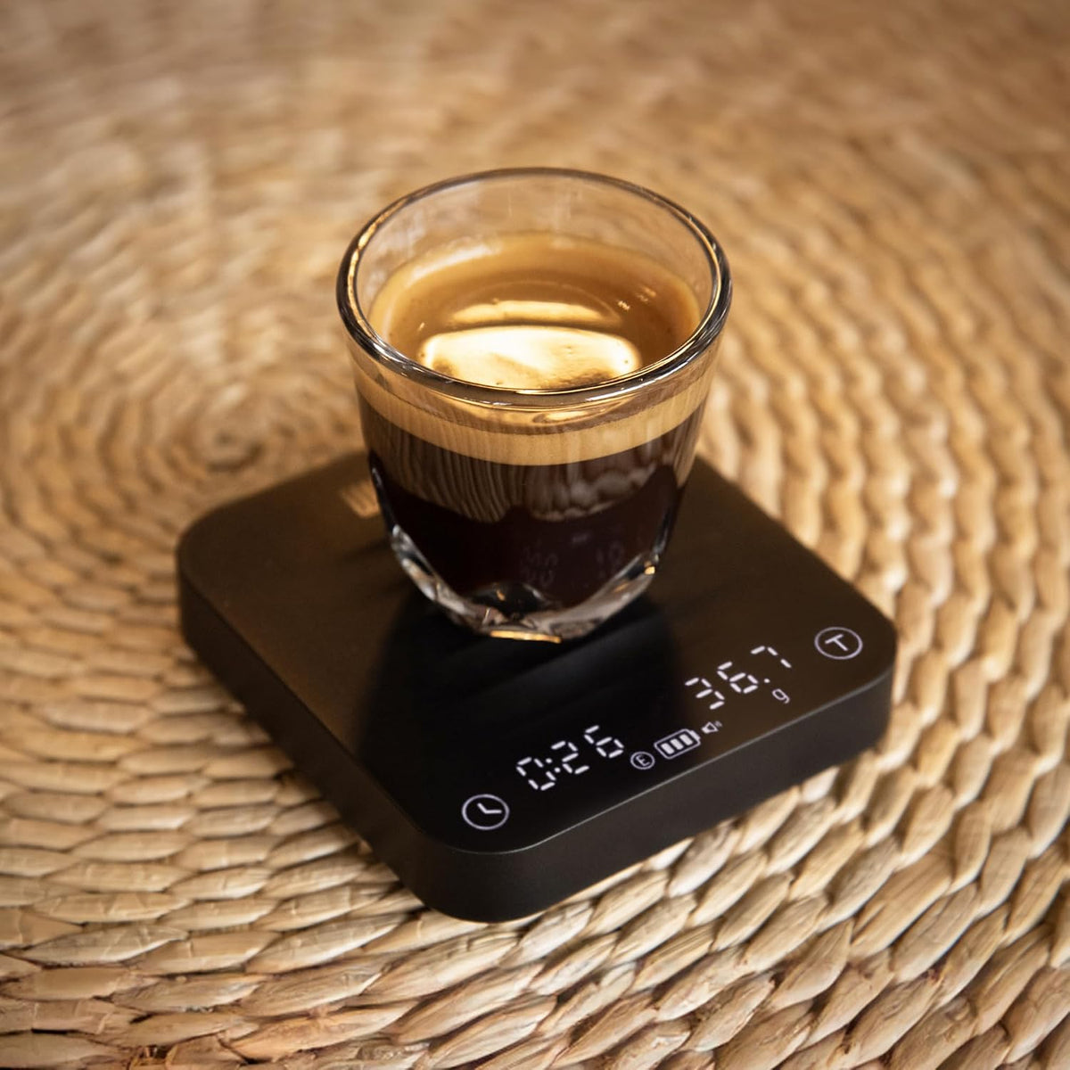WACACO Exagram Pro Coffee Scale with Timer, Smart Espresso Scale with Carrying Box, Automatic Timing Rechargeable Mini Digital Coffee Weight Scales Gram&Ounce&Milliliter, Food Kitchen Scale, Black
