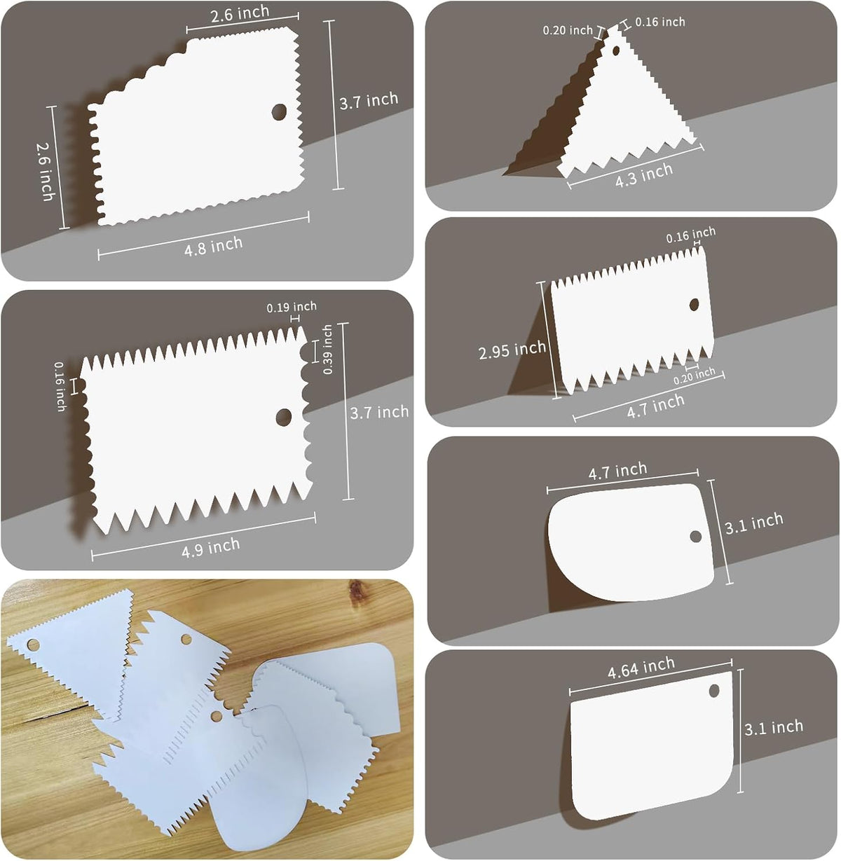 Cake Scraper, 6 Pcs Cake Smoother Scraper, Dough Scraper Blue