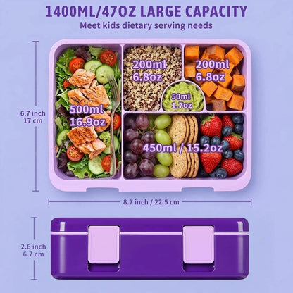 rockpapa Kids Lunch Box Set with 14oz Insulated Water Bottle & Lunch Bag, Leakproof 5.5 Cups Bento Box for School & Children, BPA-Free, Microwave Safe for Boys Girls (Grey Constr Turcks)