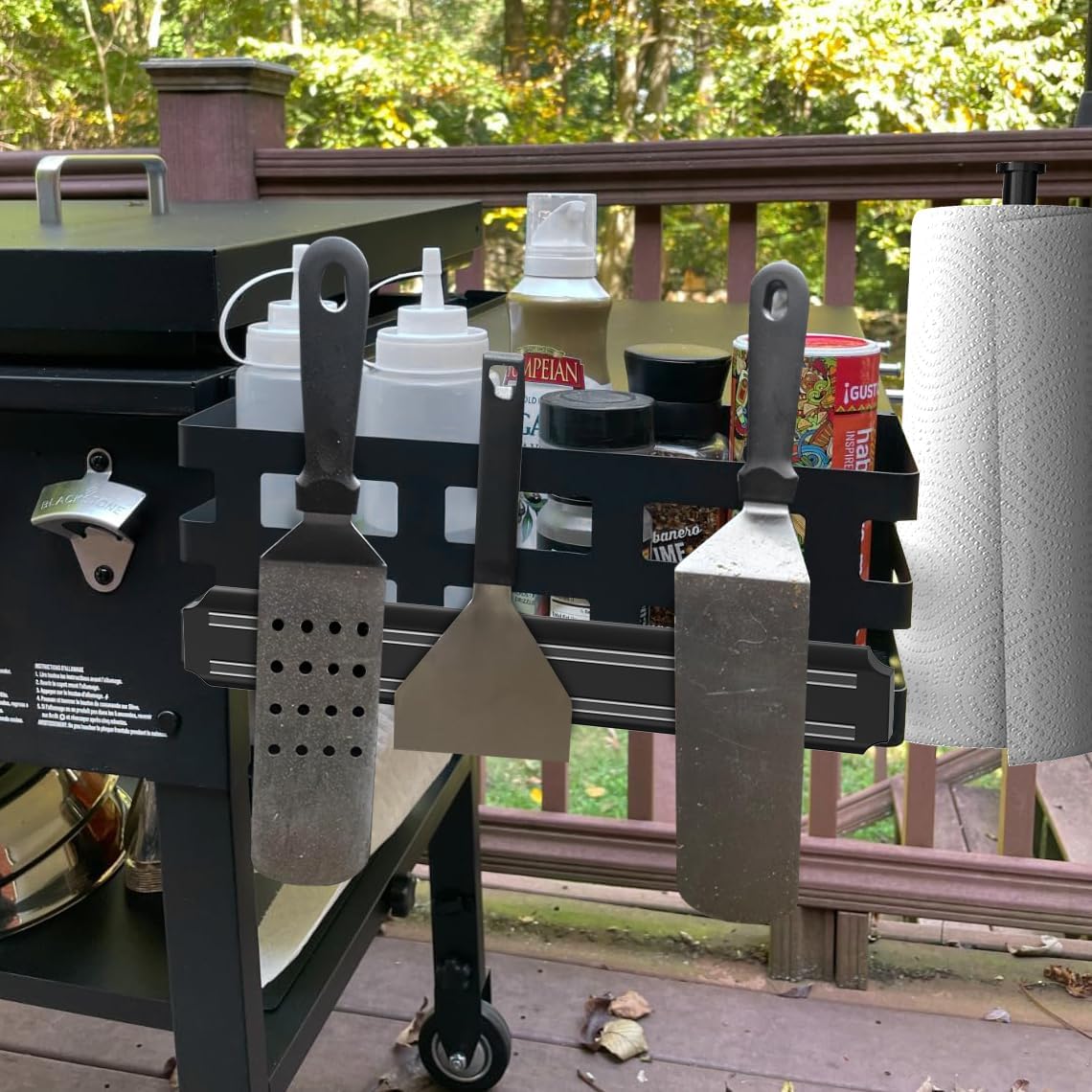 Griddle Caddy for Blackstone Griddles Accessories, Space Saving Grill Accessories Storage Caddy, BBQ Accessories Holder for Blackstone 28”-36” Grill with a Magnetic Tool Holder Paper Towel Holder