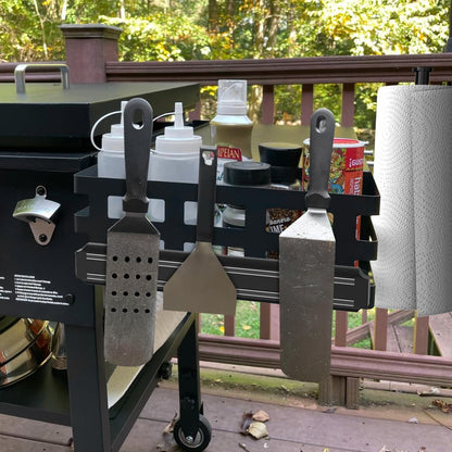 Griddle Caddy for Blackstone Griddles Accessories, Space Saving Grill Accessories Storage Caddy, BBQ Accessories Holder for Blackstone 28”-36” Grill with a Magnetic Tool Holder Paper Towel Holder