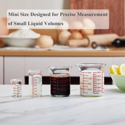 3 Piece Glass Measuring Cup Set, Includes 1/2-Cup, 1-Cup, and 2-Cup High Borosilicate Glasss Liquid Measuring Cups, Dishwasher, Freezer, Microwave, and Preheated Oven Safe, Essential Kitchen Tools