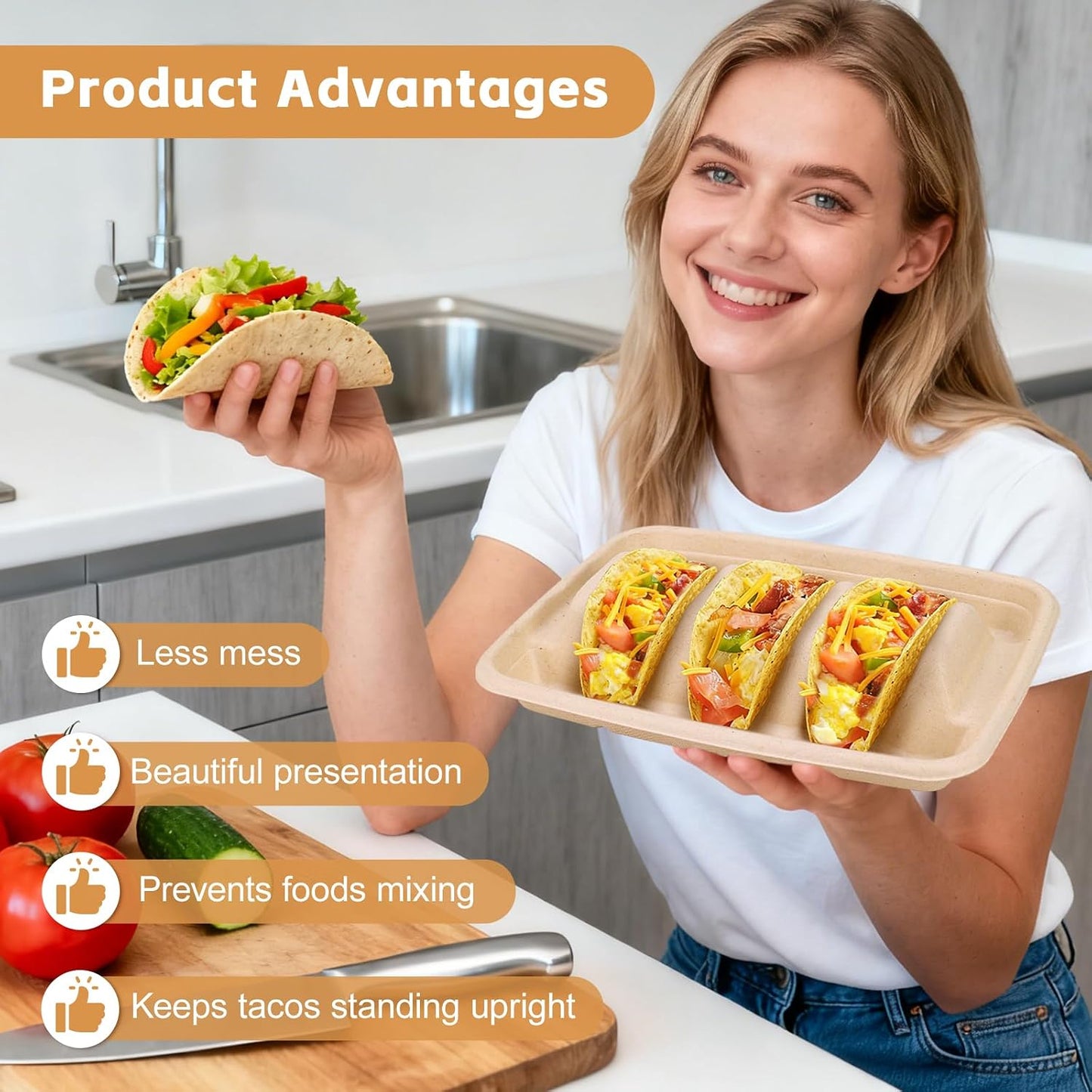 Disposable Taco Holders 24 Pack, Paper Taco Trays for Taco Bar, Includes 100 Grease-Resistant Liners & 100 Serving Gloves