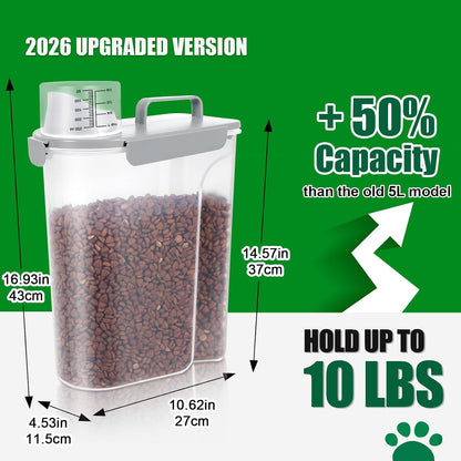 TBMax 10 Lbs Cat Dog Food Storage Container, 2026 Upgraded Large Pouring Container for Pet Food Storage, Bird Seed Dispenser, Portable Travel Kibble Holder -Dark Green
