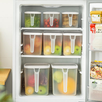 MineSign 2 Pack Plastic Divided Veggie Storage Containers with Lids and Handles for Fridge Storage Organizer Boxes for Refrigerator Produce Beans Fruits Organzation