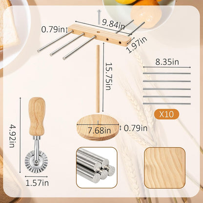 Stable Pasta Drying Rack, Noodle Drying Hanger with 10 Crossbars